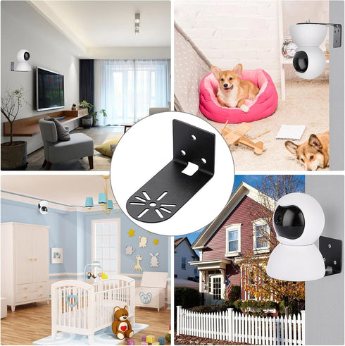 Sumnacon 3PCS Black Wall Mount Camera Shelf - Universal Small Floating Metal Shelf for Security Cameras, Speakers