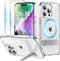 Magnetic Case for iPhone 15 Pro Max, Clear, with Slim Kickstand & Screen Protector, Compatible with MagSafe