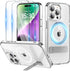 Magnetic Case for iPhone 15 Pro Max, Clear, with Slim Kickstand & Screen Protector, Compatible with MagSafe
