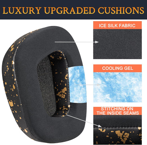 SOULWIT Earpads Replacement for Corsair Void/Void Pro/Void Elite/Surround Wired & Wireless RGB USB Gaming Headsets, Ear Pads Cushions with Noise Isolation Foam, Added Thickness (Void CG Black Gold)