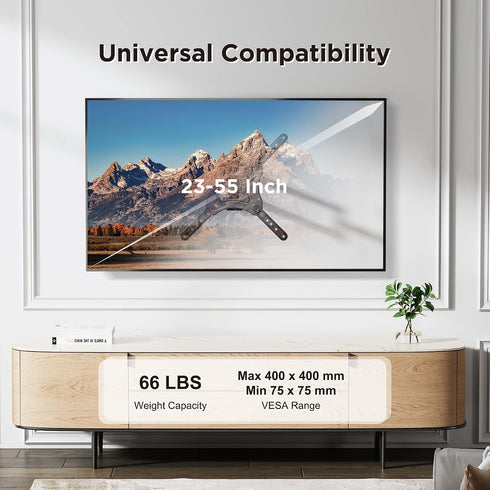 INLAND Stand(05416) 23- 55 3D +15~ -15Tilt; +90~ -90 400x400,Max 66lbs ProHT Articulating TV Wall Mount TV Full Motion