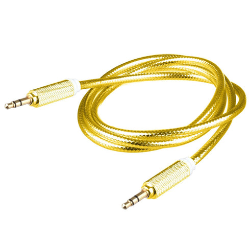 Braided Nylon Transparent PVC Jacket 1M Aux Audio Cable, 3.5mm Male to Male Cord for Multimedia Devices