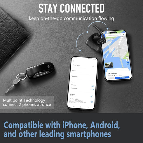 Conambo Bluetooth Headset 5.2, CVC8.0 Dual Mic Noise Cancelling Earpiece, 16Hrs Talktime Wireless Headset for Drivers