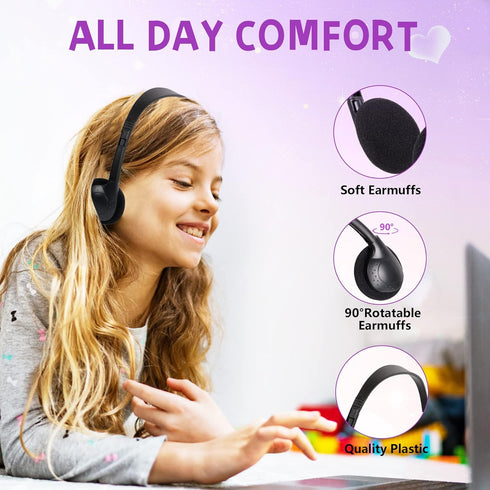 Kids Headphones Bulk 30 Pack, Wholesale Earphones for School Students, Children, Teen Boys Girls (Black)