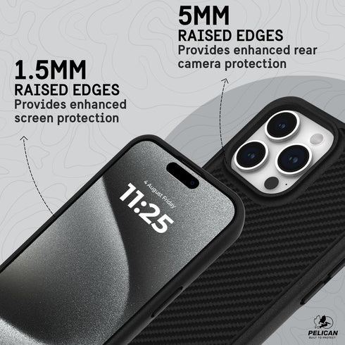 Pelican Protector Case for Apple iPhone 15 Pro Max, Carbon, 16FT MIL-STD Drop Protection, MagSafe Compatible