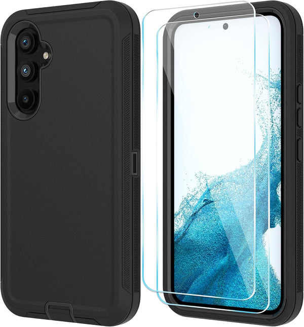 Samsung Galaxy A54 5G Case, Qinmay for Galaxy A54 5G with HD Screen Protector (2 Pack), Durable Shockproof 3-Layer
