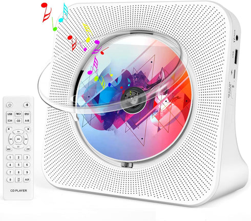 ROADOM Desktop CD Player with Bluetooth, Hi-Fi Stereo Sound, Remote Control, Supports CD/Bluetooth/FM Radio