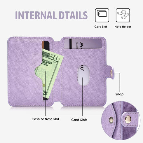 M-Plateau Phone Wallet Stick on Card Holder with Slim 3M Sticker for iPhone 14 Pro Case and Most Smartphones (Lavender)