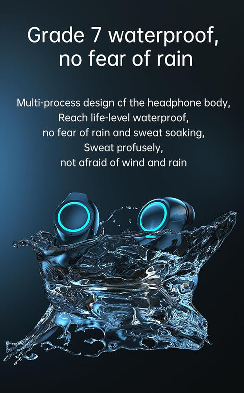 True Wireless Earbuds, 2024 Bluetooth 5.3 Headphones, Waterproof Touch Control, Built-in Mic, LED Power Display