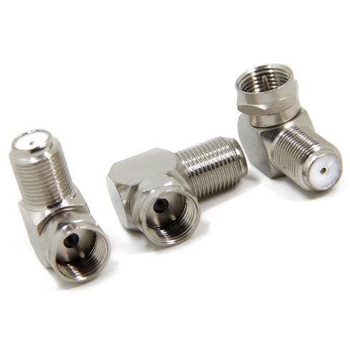 90 Degree Coaxial Connector, 3-Pack F Type Male to Female RG6 Coaxial Cable Right Angle Connectors Adapter for Wall Mounted TVs, Wall Plates Coax Connection in Tight Spaces and Corners