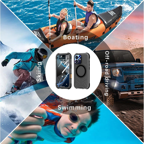 Mangix 17 IP68 17 for iPhone Case, Magnetic Compatible with Magsafe Built-in Screen Protector Full Body Heavy Duty