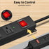 KF 6 Outlet Metal Wall Mount Power Strip, 2200J Surge Protection, 15A/1875W with Upgraded Switch and 12FT Cord