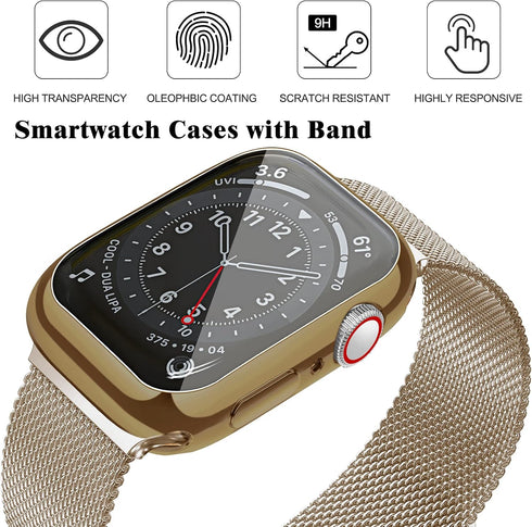 Geoumy Metal Magnetic Bands for Apple Watch 38mm, Stainless Steel Milanese Loop Replacement Strap (Light Gold)