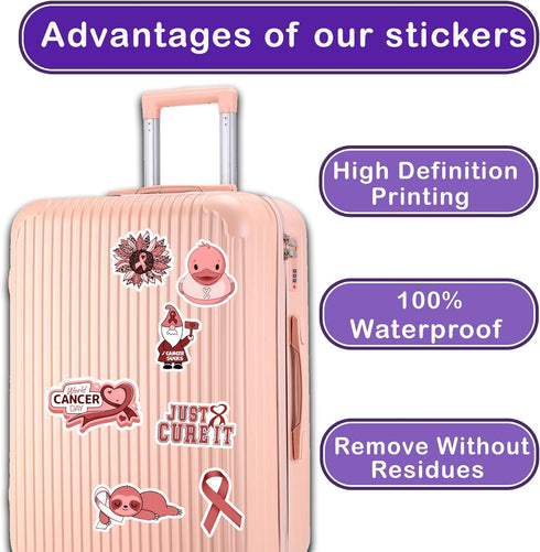 Pack 50 PCS Oral Throat Cancer Awareness Stickers, Decorative Ribbon Vinyl Decals for Survivor Fight Inspirational Label