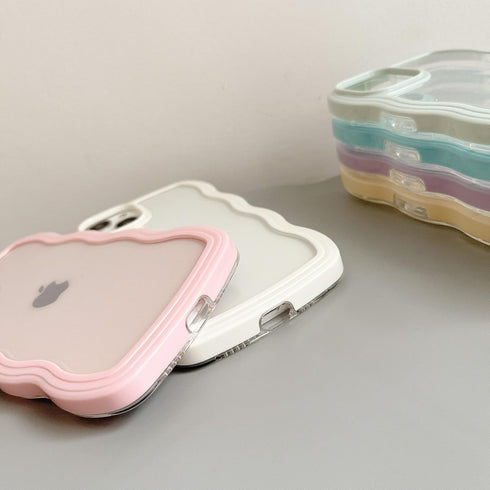 QLTYPRI iPhone 13/iPhone 14 (6.1 inch) Case, Cute Curly Wave Frame Clear Case for Girls, Soft Silicone TPU