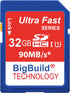 32GB Ultra Fast SDHC 90MB/s Memory Card for Nikon CoolPix P900, P950, P1000, L340, W100, W150, W300 Cameras