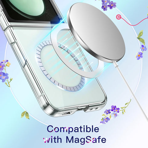 JETech Clear Magnetic Case for Samsung Galaxy Z Flip 5, Anti-Scratch Hard PC, Compatible with MagSafe Accessories.
