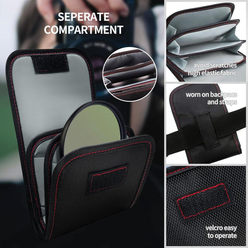 Professional Photography Filter Bag, Waterproof and Dustproof Camera Lens Filter Bag for 25mm-58mm Filters, Pack of 2
