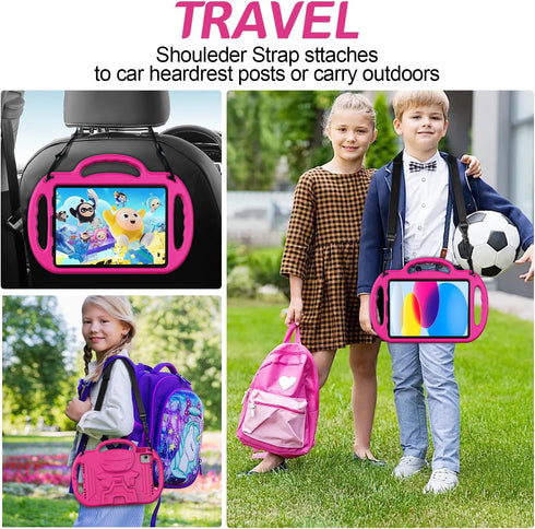 AVAWO Kids Case for iPad 11th Generation 11 Inch 2025 & iPad 10th Generation 10.9" 2022, Shockproof Rugged Cover Rose