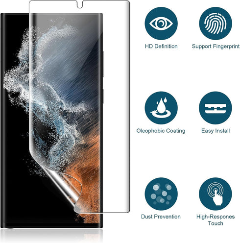EGV 3 Pack Samsung Galaxy S22 Ultra Screen Protector, Touch Sensitive, Anti-Scratch 3D Curved TPU, Bubble Free