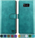 SUANPOT Leather Wallet Case for Samsung Galaxy S8 5.8" with RFID Blocking, Flip Folio Book Phone Case, Blue Green