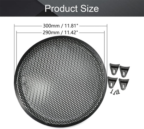 Fielect 4Pcs Black Speaker Grill Cover Mesh - 12 Inch SubWoofer Grille Waffle Grill Cover Guard Protector for Home, Car