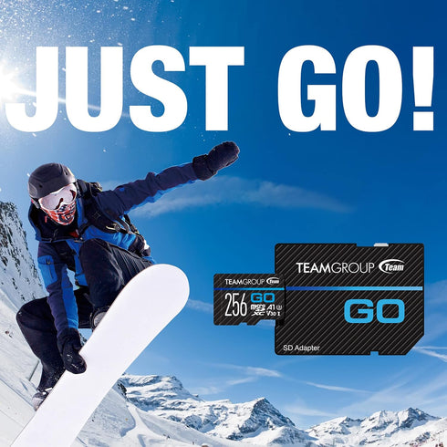 TEAMGROUP GO Card 256GB Micro SDXC UHS-I U3 V30 4K for GoPro & Action Cameras High Speed Flash Memory Card