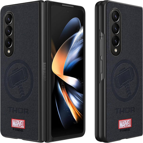 Case for Samsung Galaxy Z Fold 3 5G, Superhero Character Compatible Leather Case, Black