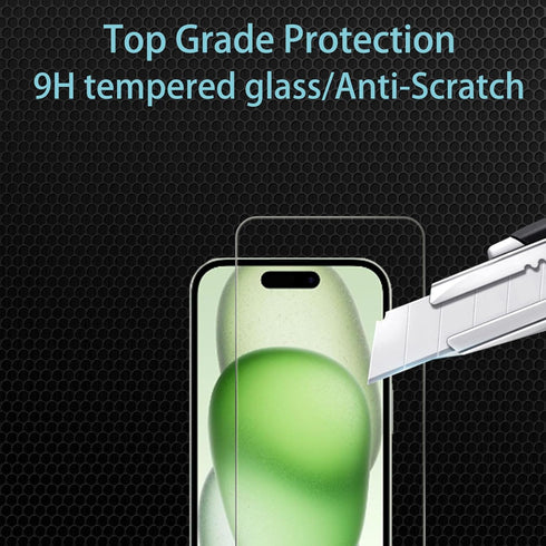 iPhone 15 Back Screen Protector + 2 Front Protectors + Camera Lens Protector, 9H Hardness, Ultra HD, Anti-Scratch -