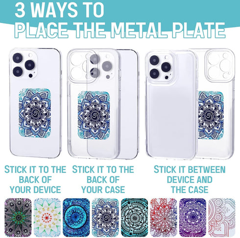 Weewooday 8 Pcs Phone Magnet Car Metal Plate Mount, Compatible with Magnetic Car Mounts, Replacement Sticker (Novel