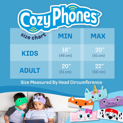 CozyPhones Kids Headphones - Purple Frog, Over Ear, Volume Limited, Thin Speakers, Super Soft Fleece Headband.