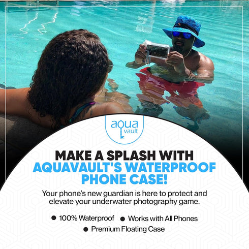 AquaVault 100% Waterproof Floating Smartphone Case & Money Pouch, Fits All Phones, Adjustable Neck Strap (Black)
