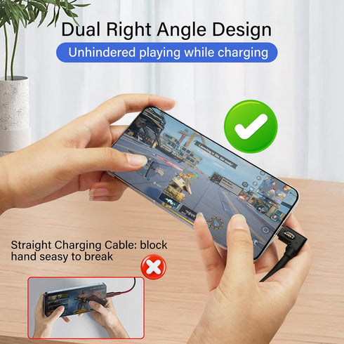 90 Degree USB 4.0 Cable, Right Angled USB C to USB C Extension Cable, 240W Fast Charging for Mobile Devices