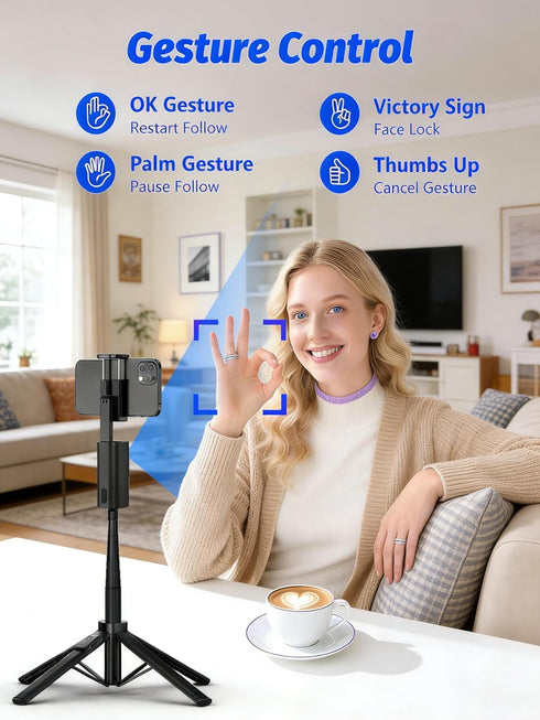KAMING 57 360 Auto Face Tracking Tripod Phone Tripod for iPhone Rotation Follows Your Movement Phone Holder