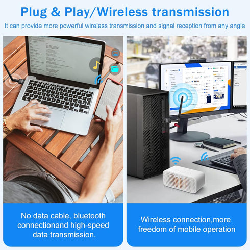 USB Bluetooth Adapter 5.3 for Desktop PC, Long Range Class 1 EDR Bluetooth Dongle Receiver for Laptop, Supports Windows