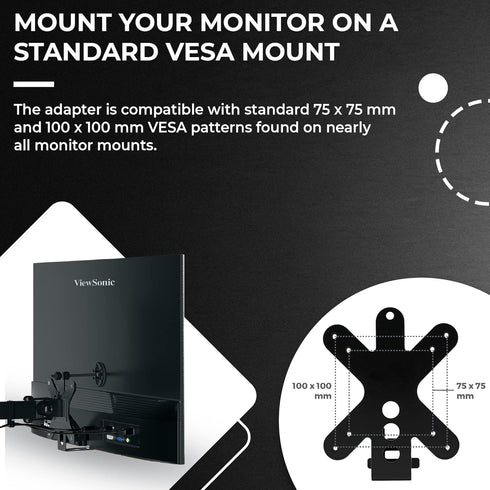 HumanCentric VESA Mount Adapter for Viewsonic Models VX2776-smhd, VX2476-smhd, VX2376-smhd