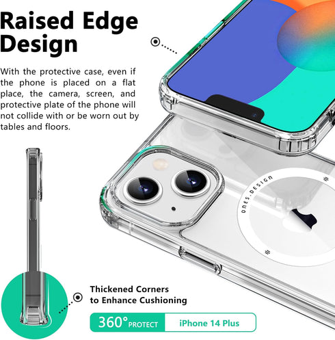 ONES Hybrid Magnetic Case for iPhone 14 Plus - Compatible with MagSafe, Military Grade Protection, Clear