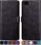 SUANPOT Flip Book Phone Case for iPhone 7 Plus/8 Plus - RFID Blocking Leather Wallet Case, Shockproof Cover, Black