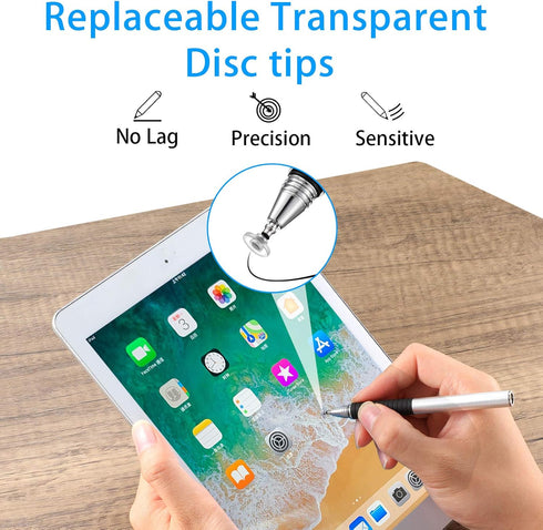 12 Pieces Stylus Pen Tips Replacement, Precision Round Shape Replaceable Stylus Universal Disc Tips for Touch Screen