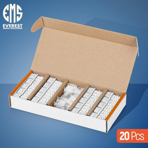 Everest Media Solutions 90° Angled CAT6A Keystone Jack, Slim Profile RJ45 Ethernet Connector, 20-Pack