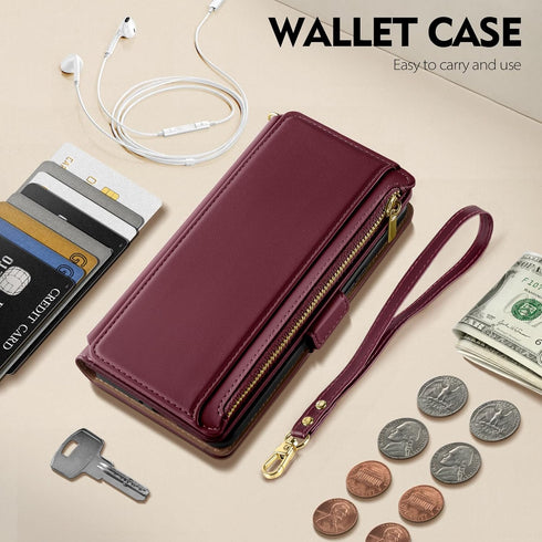 Antsturdy Galaxy A71 5G Case Wallet with Card Holder, RFID Blocking PU Leather Flip Shockproof Cover with Strap, Wine