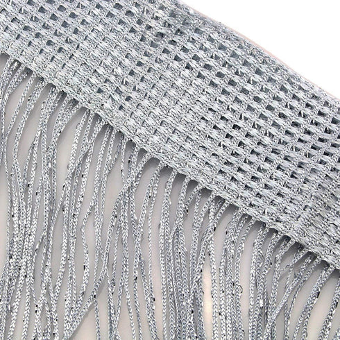1x2 M Door String Curtain | Rare Flat Silver Ribbon Thread Fringe Window Panel | Room Divider for Wedding Coffee House