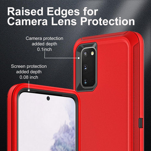 Red/Black Samsung Galaxy S20 Case with 2Pcs Self Healing TPU Screen Protector & Camera Lens Protector, Military Grade