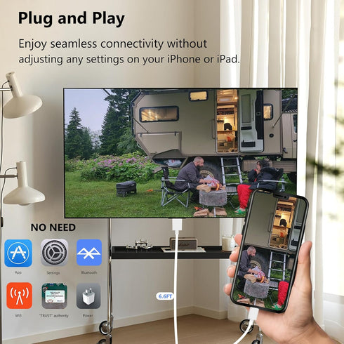 Lightning to HDMI Cable for iPhone, Digital AV Adapter, 1080P HD Video Sync Connector for TV & Projector