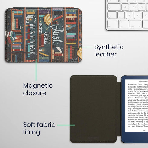kwmobile (2022/2024) Case Compatible with Amazon Kindle Case - eReader Cover - Library Motto Multicolor