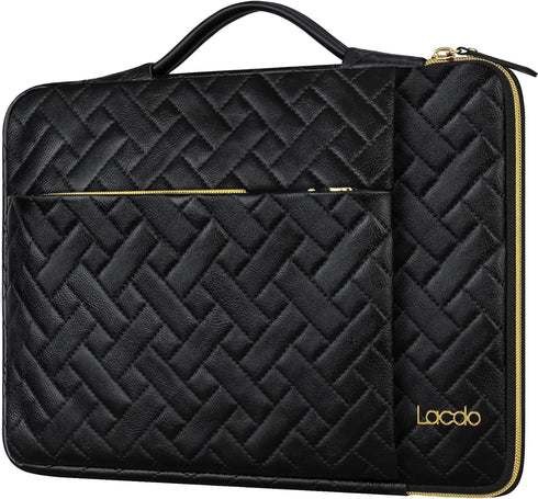 Lacdo 360° Protective Laptop Sleeve Case: Elegant Black, 15-15.6 Inch for Acer, HP, Dell, ASUS, Compatible with Various