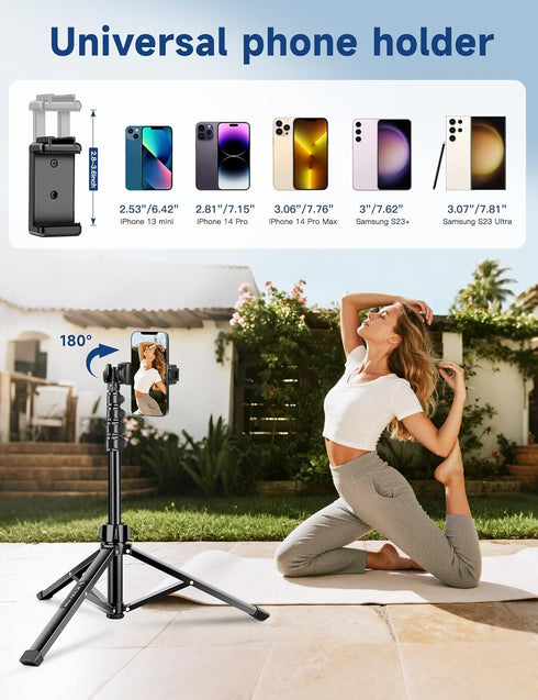 Victiv 85" 14 13 12 Phone Tripod Stand, Tall Cellphone Tripod for iPhone with Gooseneck Remote, Flexible Portable Phone