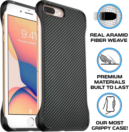 REBEL iPhone 8 Plus Case, Slim Fit Shockproof, Exposed Sides for Comfort, 5.5" Screen, Includes Screen Protector,