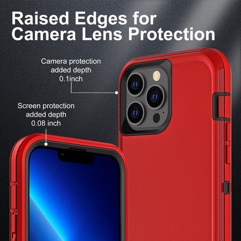 for iPhone 13 Pro Max Case, Military Grade 3 in 1 Heavy Duty Shockproof Case with 2Pcs Tempered Glass Screen Protector