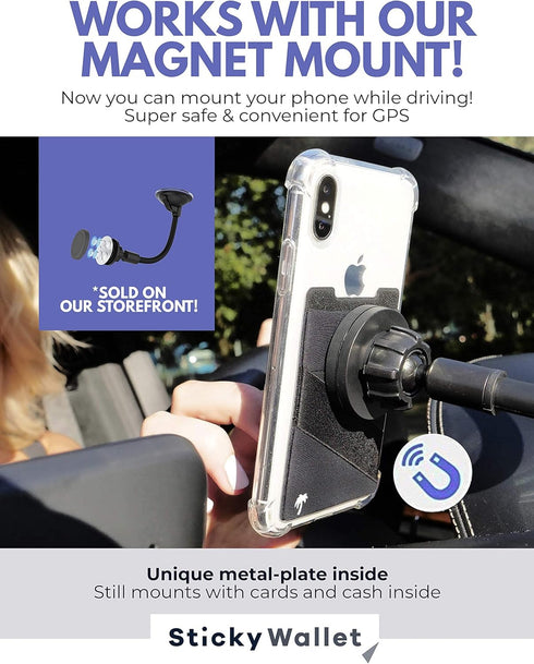 LIFESTYLE DESIGNS The StickyWallet, Premium Spandex Stick-on Phone Wallet Card Holder, Unique Double Pocket Design